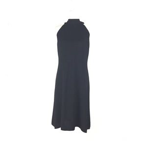 St. John Evening Black Santana Knit Halter Dress